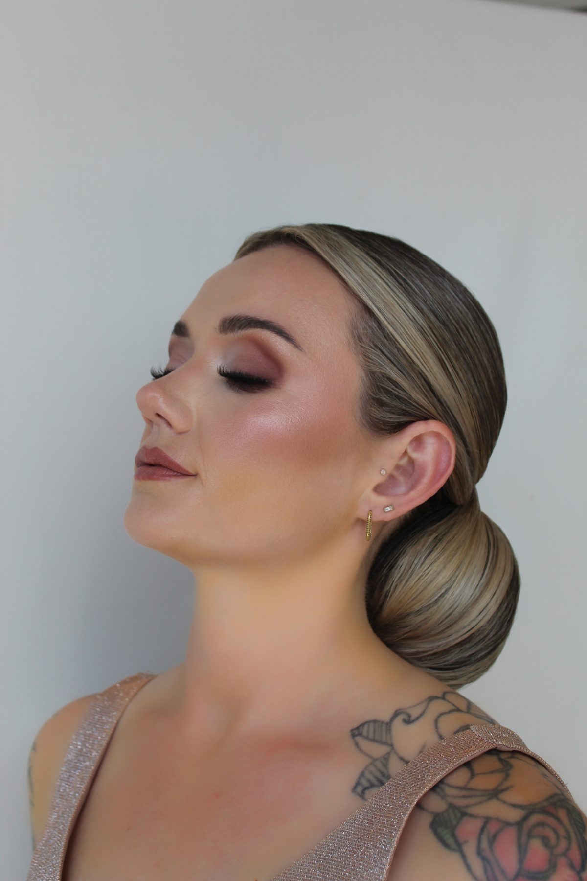 Bridal makeup and hair styling close up